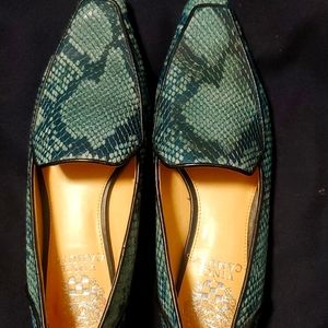 Vince Camuto, 5.5M/36 blue snakeskin loafer/flat